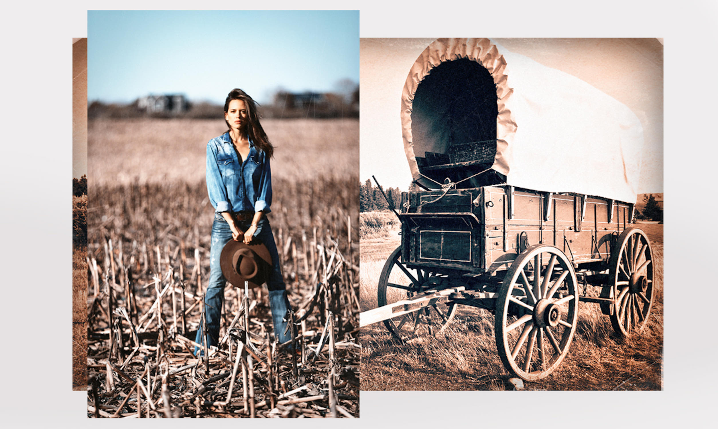 Vintage american western wagon, sepia vintage process, West American cowboy times concept